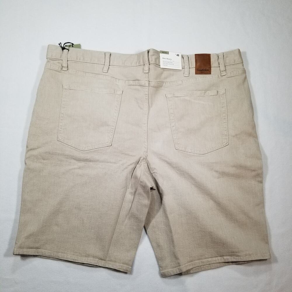Goodfellow Men's Big & Tall Khaki 5 pocket Slim Leg Shorts, Size 46, New - Picture 2 of 10